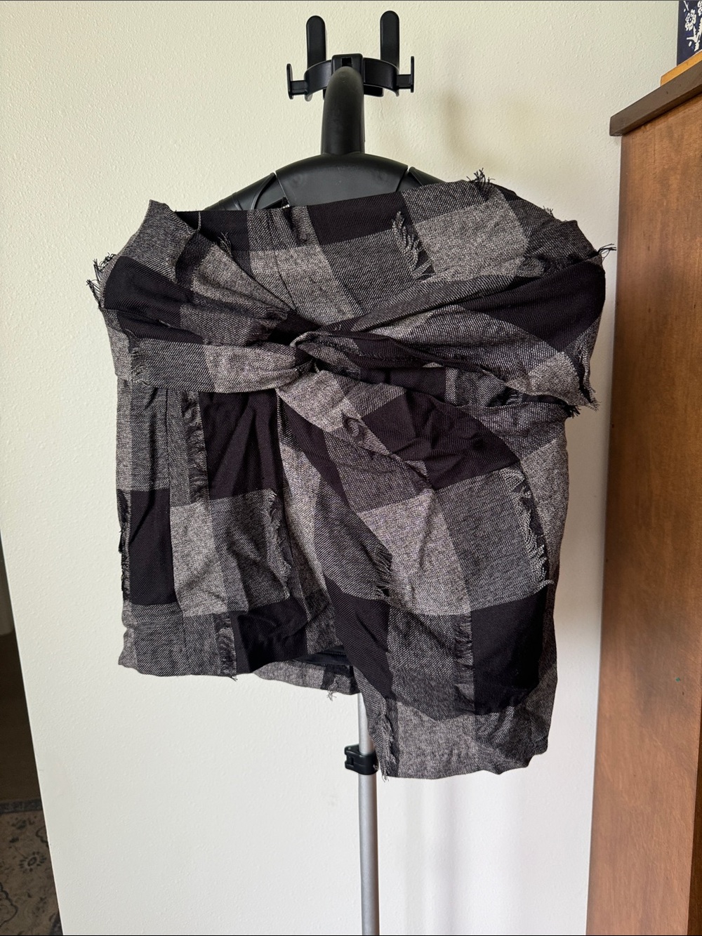 Gianni Bini Black and Gray Plaid Mini Skirt